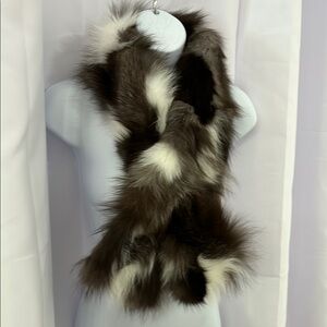 Surell Black and Brown Fur Scarf